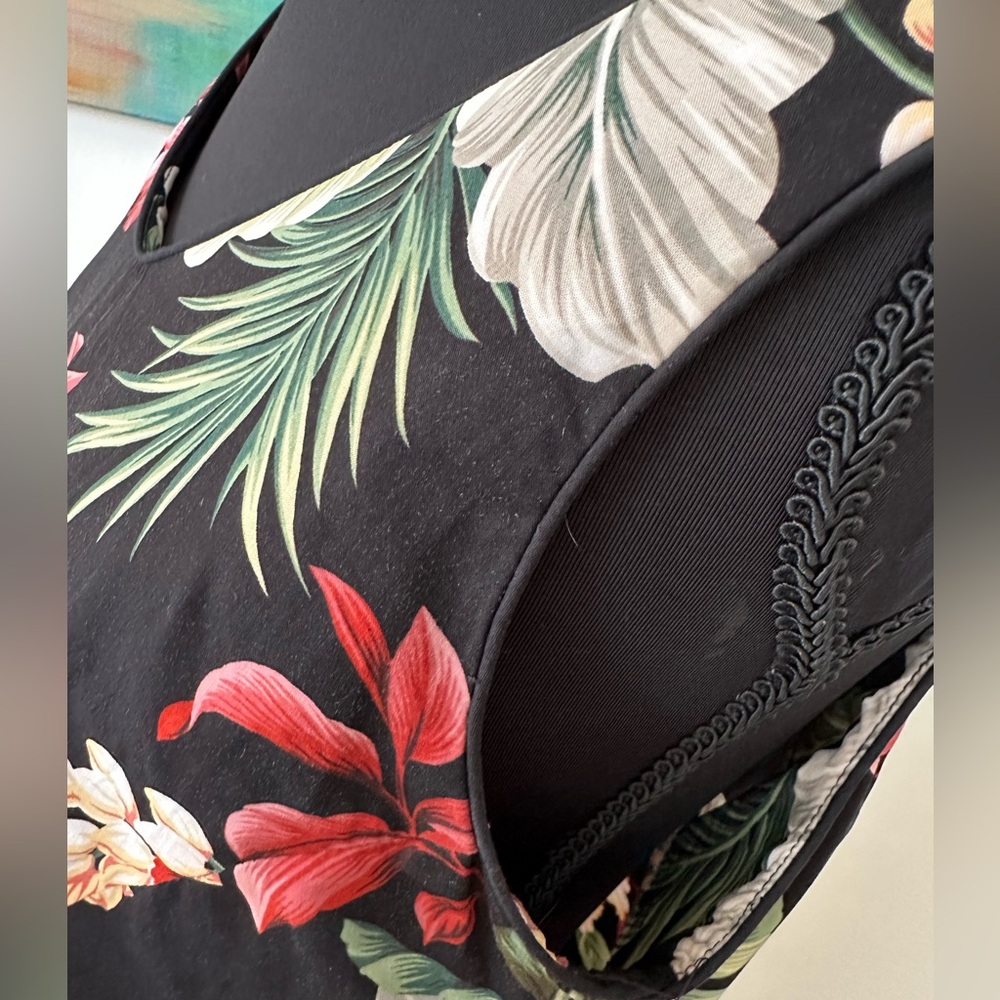 Young Hawaii Vintage Tropical Black Green Red Pink Floral Dress Made In Hawaii M - Picture 6 of 12